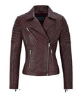 Midnight Merlot | Women’s Sheepskin Biker Jacket