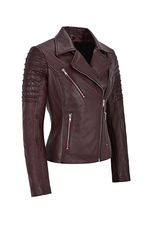 Midnight Merlot | Women’s Sheepskin Biker Jacket